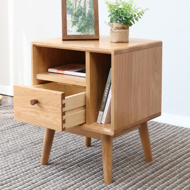 Yuanshi Wood Language Pure Solid Wood Bedside Cabinet Simple