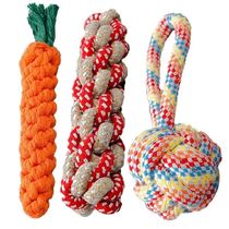 Dog toy grindle resistant to biting rope knot small medium large canine teddy young dog cotton rope toy ball pet supplies