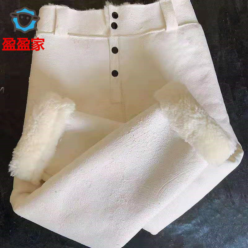 Dad's sheepskin pants middle-aged and elderly warm and thickened leather leather pants men and women add fertilizer and increase leather