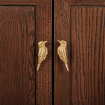 All-copper rich bird handle Nordic creative drawer cabinet Shoe cabinet door door handle Retro pure copper single hole handle