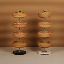 Nordic brass rattan basket fruit storage rack Multi-layer large-capacity storage rack Light luxury retro floor finishing rack