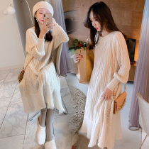 2020 new maternity dress long sweater loose base knit autumn and winter thick winter dress