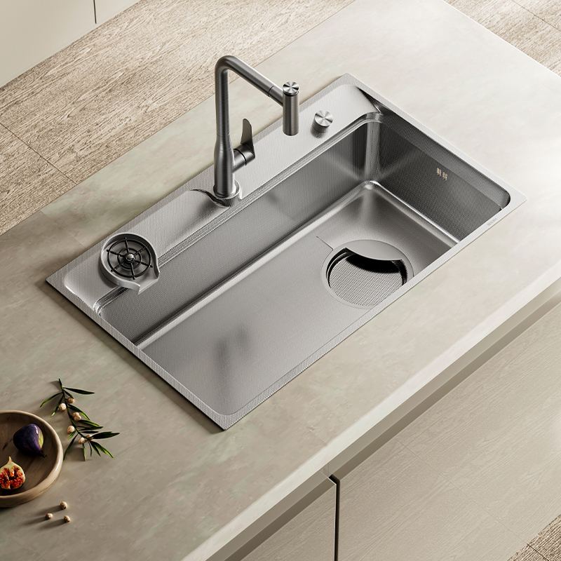 Siyi V8 Kitchen Inclined Sink, Thickened Sus304 Stainless Steel Large Single Sink, Household Dishwashing Sink Siyi V8 Kitchen Inclined Sink, Thickened Sus304 Stainless Steel Large Single Sink, Household Dishwashing Sink