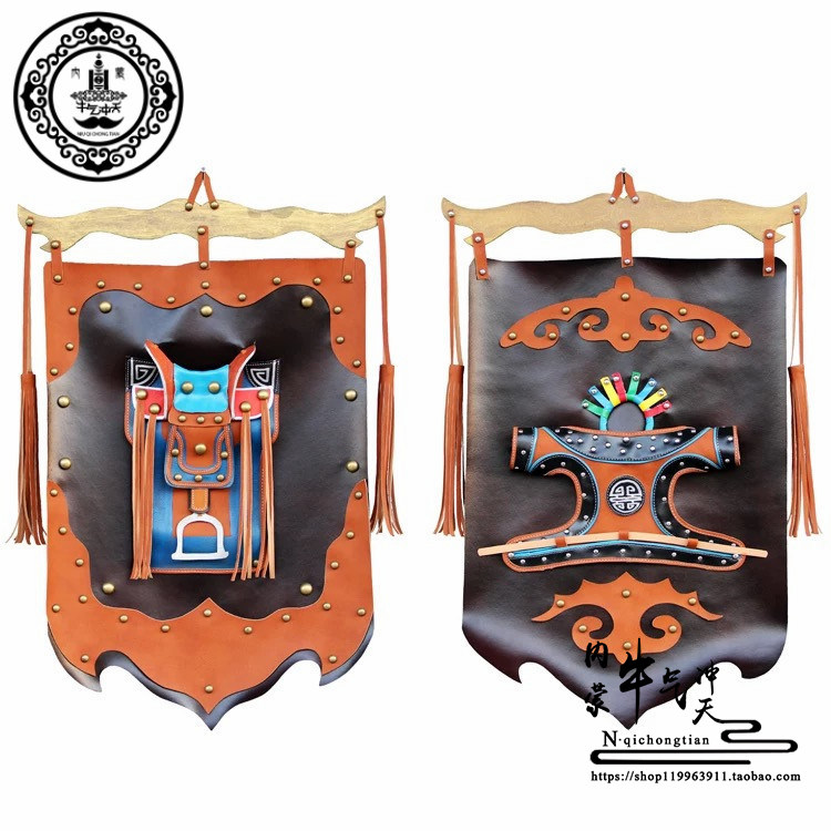 Saddle sticker Inner Mongolia characteristic crafts Mongolian saddle skin painting feature handmade hanging painting yurt decoration