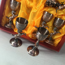 Inner Mongolia crafts plated copper pant horse cup wine glass kit gift box handsome horse Pentium Cup horse top Cup