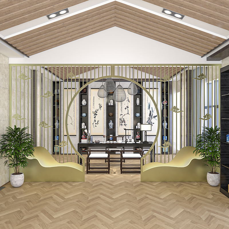 Modern New Chinese Iron Art Moon Cave Doors Tea Room Dining Room Dining Room Office Moon Door Hotel Xuan Guan Living Room Cubicle Screen