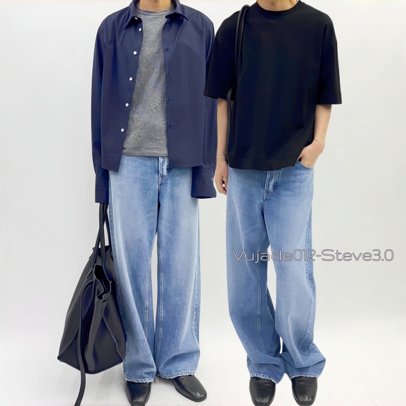 Vujade012-Steve3 New Straight-Leg Loose Washed Jeans Casual Workwear Everyday Versatile Long Pants