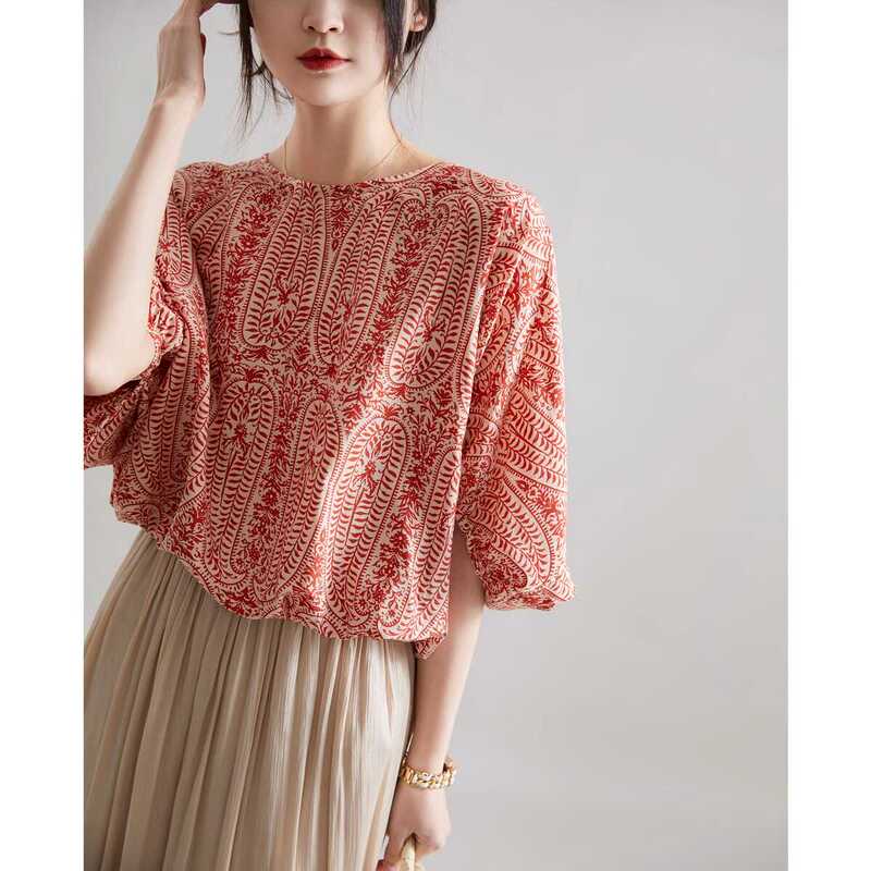 2026 Summer New Korean Style Loose and Versatile Refreshing Batwing Sleeve Shirt Top with Bow at the Back for Women
