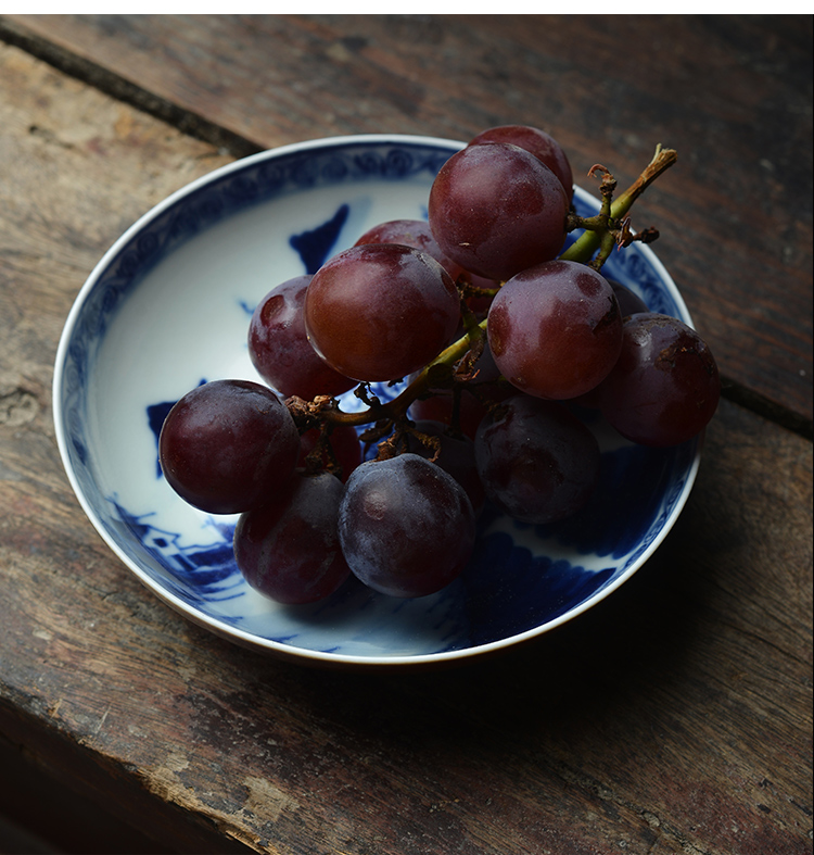 Offered home - cooked reside outside sauce glaze dab of jingdezhen blue and white landscape saucer craft ceramics disc in compote pot bearing plate