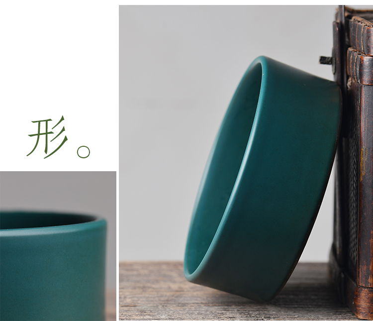 The View flavour malachite green glaze ceramic water XiCha wash to built writing brush washer refers to basin of jingdezhen porcelain tea set by hand