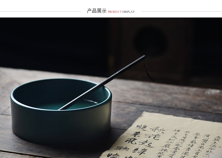 The View flavour malachite green glaze ceramic water XiCha wash to built writing brush washer refers to basin of jingdezhen porcelain tea set by hand