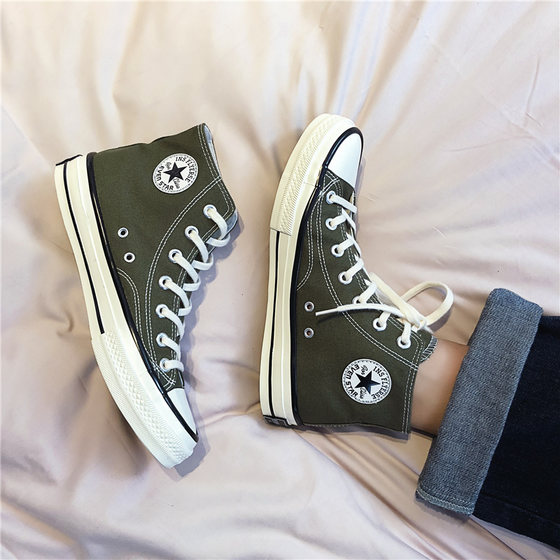 Spring classic high-top 1970s canvas shoes, breathable men's shoes, Korean style trendy and versatile black ins women's sneakers trendy
