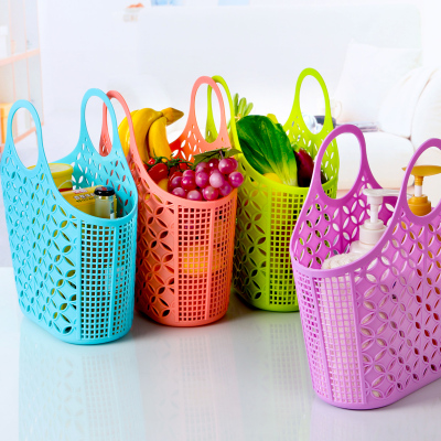 Soft anti-fall plastic containing basket bath bath washing basket handbasket shopping basket Bath Basket Finishing Basket