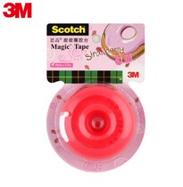 3M Scotch Donuts Glue Tape Cutter Seat (Strawberry) with 810 Invisible Tape 1 Roll