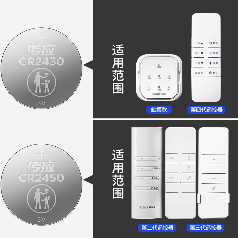 南孚纽扣电池CR2450电子CR2430全自动智能升降晾衣机浴霸晾霸专用