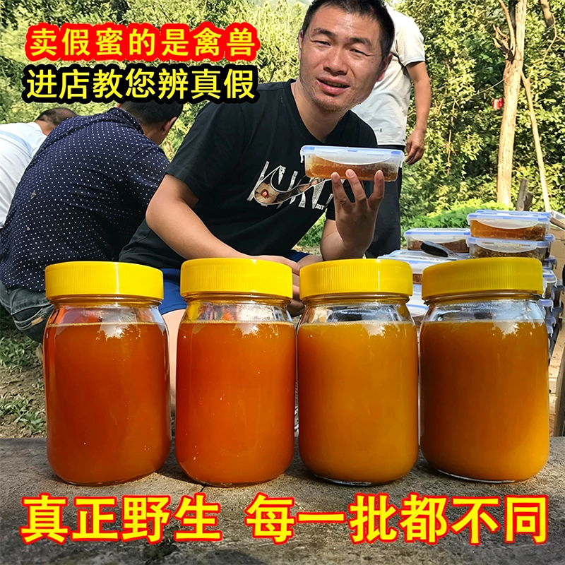 Wild Soil Honey, Pure and Authentic, Naturally Produced by Farmers in Qinling, Authentic Without Added Sugar, No Additives, Hundred-Flower Cliff Medicinal Honey