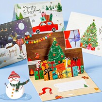 Christmas greeting card stereo 3D2021 new with envelope gift card creative simple handwriting blessing card