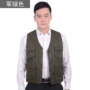Mùa đông nam vest dày dày vest vest ấm áp mùa đông quilted vest đa túi bông vest áo khoác giả vest nam hàn quốc