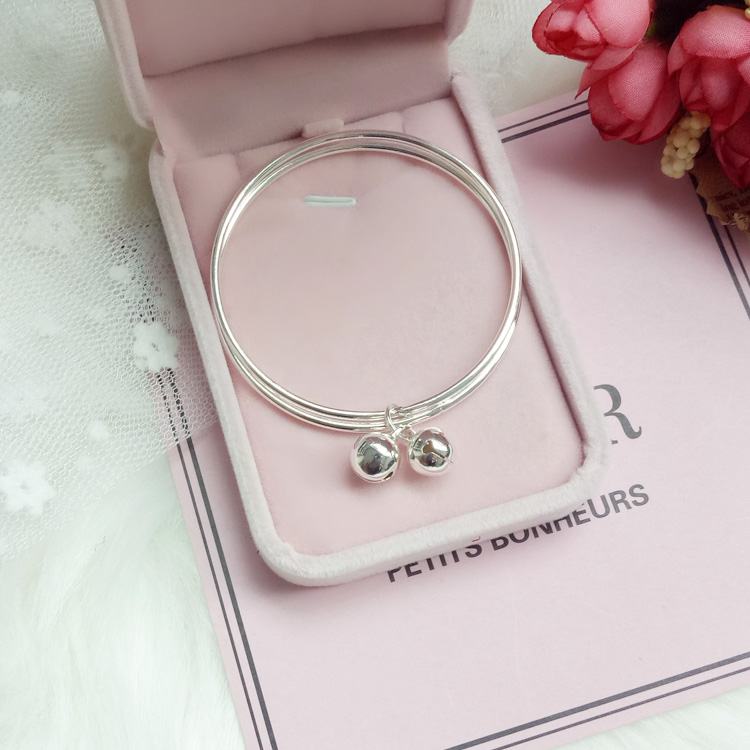 Khí tiết ngọt ngào nhỏ tươi đôi vòng tay chuông bạc Vòng tay dễ thương Vòng tay sinh viên gửi bạn gái vòng tay trẻ em vòng cuff bạc