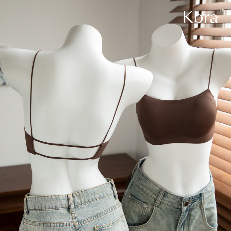 Kbra シームレスバックレスブラ（女性用）、夏用薄手スタイル、小胸用プッシュアップ、露出防止、セクシーなファンデーションブラ