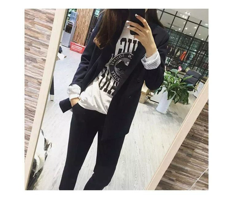 Mùa thu 2018 mới của Hàn Quốc thời trang giản dị chic đôi ngực nhỏ phù hợp với quần lửng chín quần phù hợp với nữ