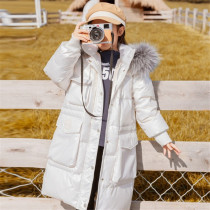 Next win childrens girls down jacket long 2021 Winter new Korean version of foreign style bright face thick coat
