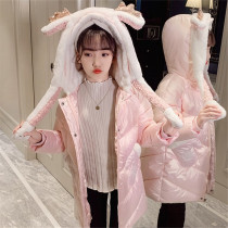 Next win girls cotton padded jacket 2021 Winter new foreign style down jacket Korean version of thick childrens cotton coat
