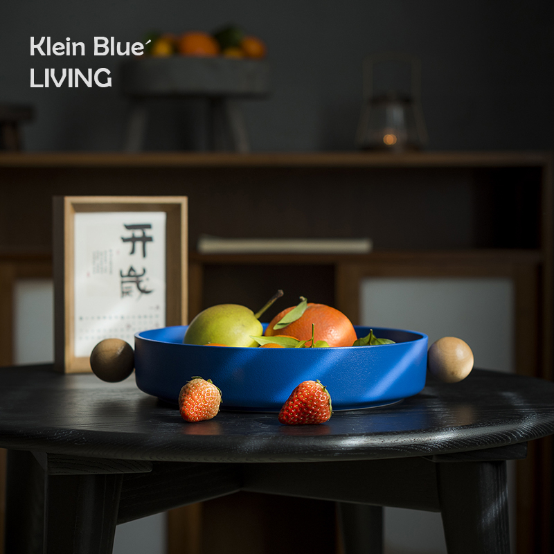 Klein Blue＇Living Klein Blue Ceramic Household Fruit Plate Storage Tray Bed and Breakfast Simple Snack Plate