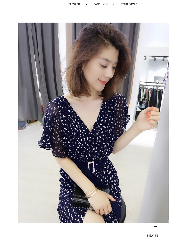 Châu Âu 2019 hè mới hàng nữ Châu Âu phiên bản Hàn Quốc của người vợ rộng rãi váy hoa sen sóng cao điểm váy cổ tích - Váy eo cao váy dúm eo	