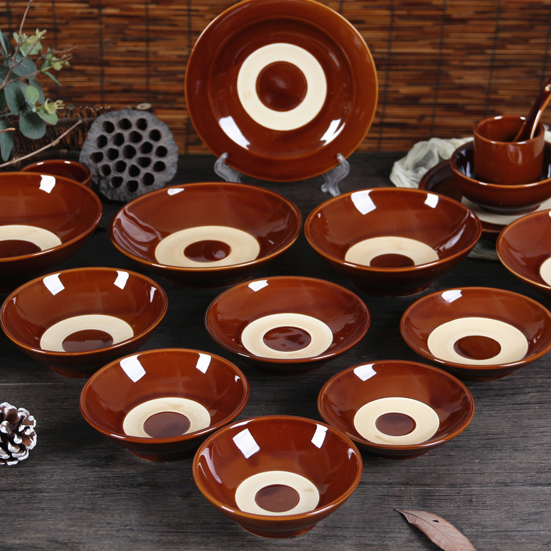 Vintage Full-Glazed High-Quality Clay Bowl for Meat Stewing, Old-Style Bowl for Hot Pot Seasoning, Wine Bowl, Clay Bowl, Side Dish Bowl for Commercial Use