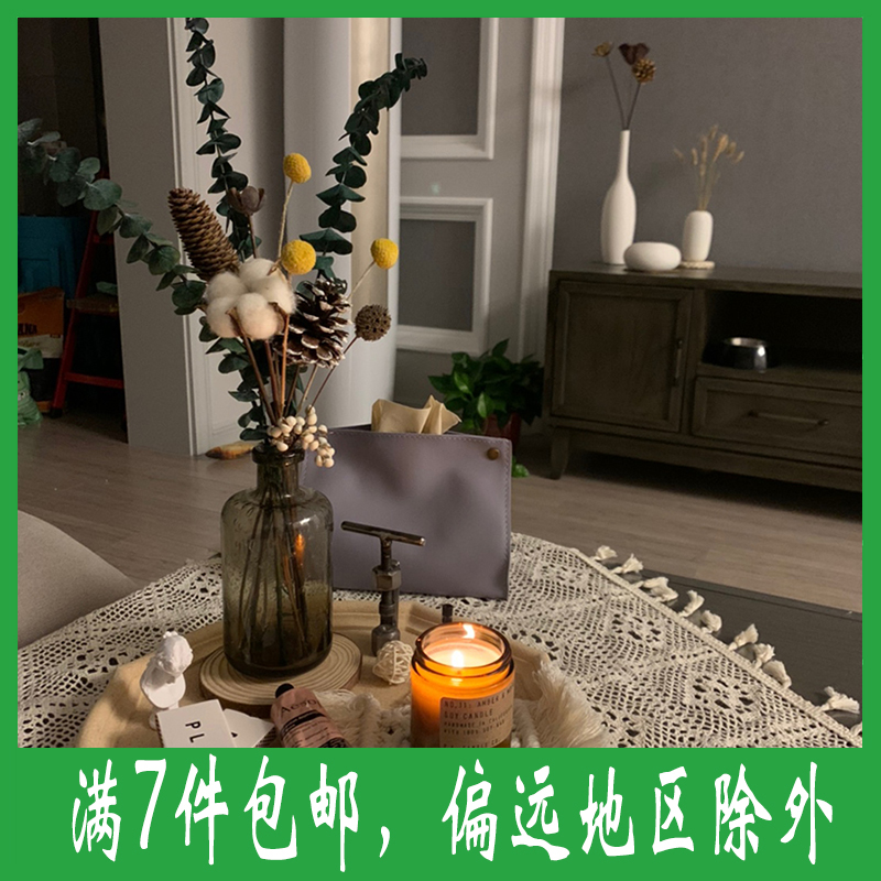 diy natural kapok flower wheat ear net red real flower dry flower bouquet shooting props Cotton fresh decoration ornaments