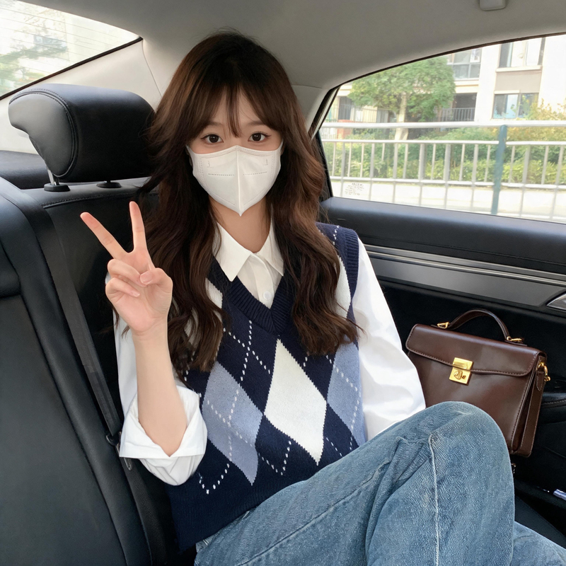 Lattice Pattern Age-Reducing Sweater Vest for Women 2026 New Spring and Autumn Loose Korean Style Pullover Sleeveless V-Neck Knitwear for Women Lattice Pattern Age-Reducing Sweater Vest for Women 2026 New Spring and Autumn Loose Korean Style Pullover Sleeveless V-Neck Knitwear for Women