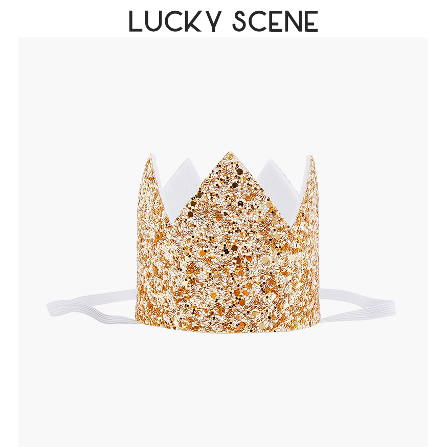 (Auspicious Props) Sparkling Crown Birthday Party Arrangement Children Golden Hat A Baby A Pooch
