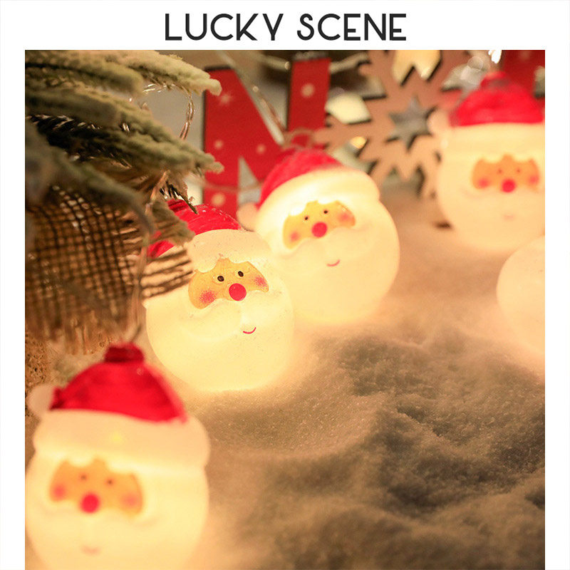 New Year's atmosphere lights Christmas festival lights string snowman hat elk bell iron art