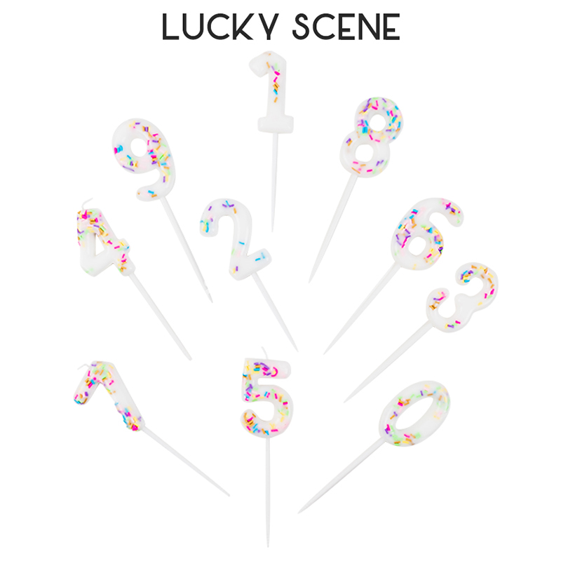 (Auspicious Props) Sugar Beads Color Pin Birthday Candle Personality Creative Colorful Candy Cake Party Atmosphere Numbers-Taobao