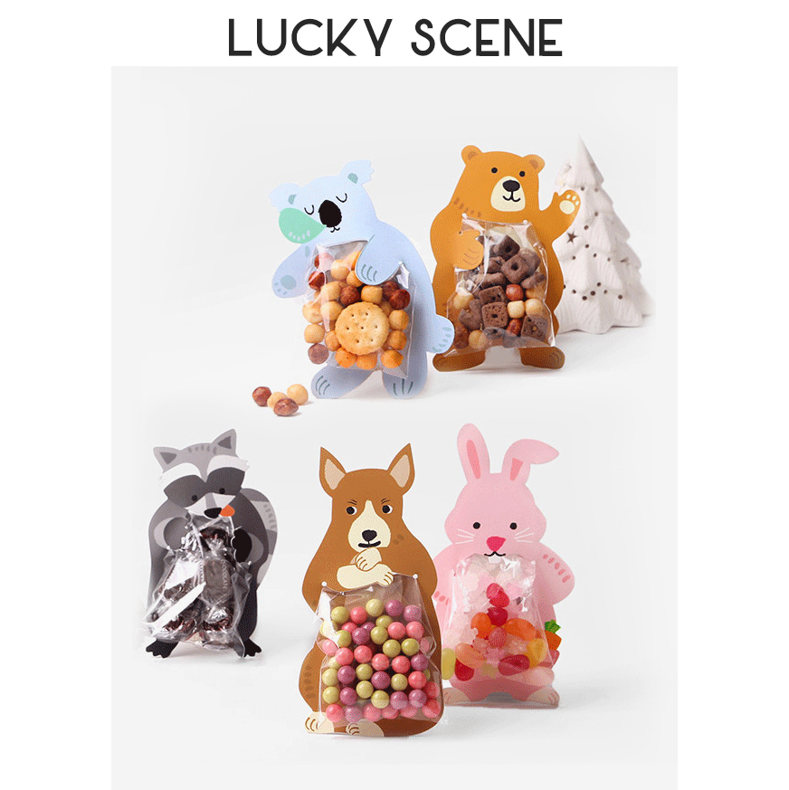 (Auspicious Props) Animal Food Packaging Bag Cartoon Card Creative Baking Cute Party Dessert Arrangement