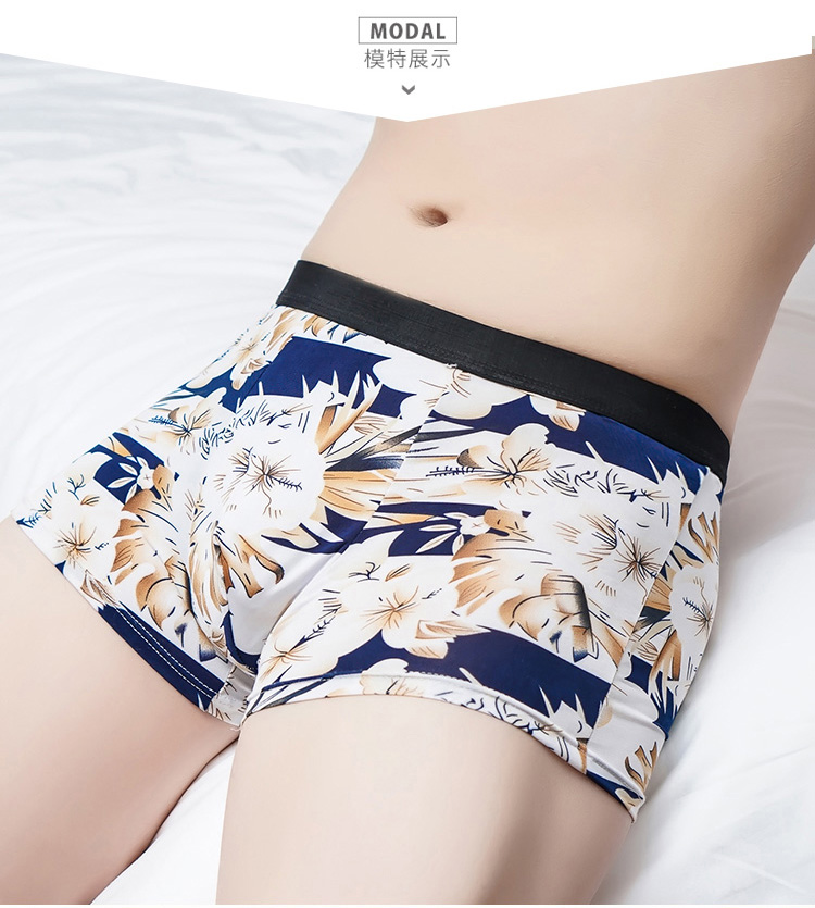 Quần lót nam bằng lụa băng nam võ sĩ mid-eo Thanh niên Hàn Quốc cá tính gợi cảm bốn góc quần short đầu quần thoáng khí 衩 thủy triều quần lót big size