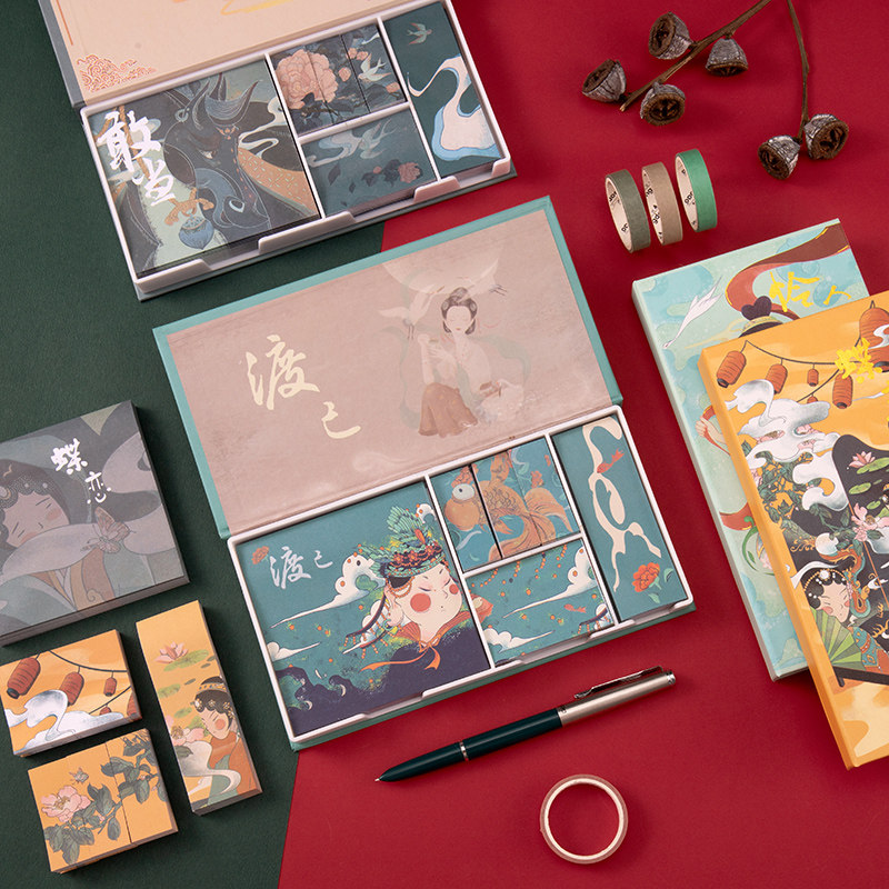 480 pieces of ancient style boxed sticky notes set creative bronzing Chinese style national tide student stationery note paper n times stickers
