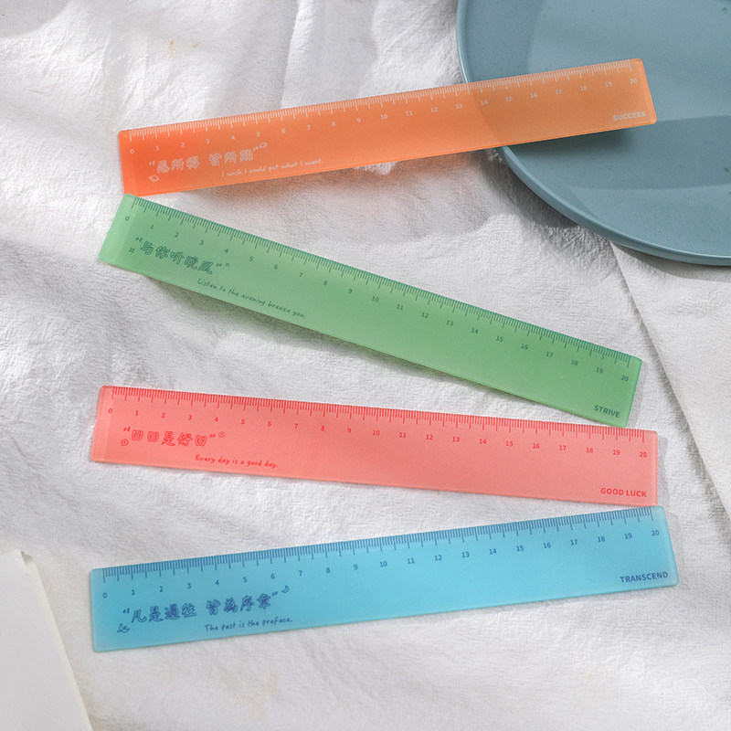 20 cm Creative words ruler transparent transparent ruler Measuring drawing students with stationery plastic bracelet scale 