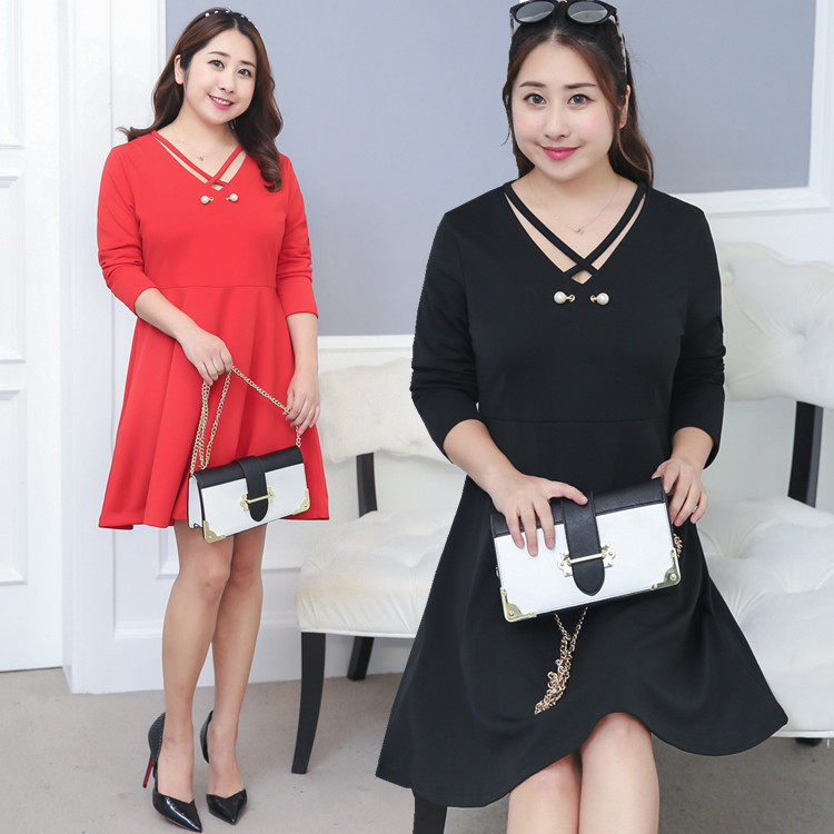 连衣裙女中长款纯色7春夏大码女装T恤裙宽松胖mm懒人开叉长裙