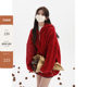 cozydays autumn red retro twist horn button cardigan sweater for women autumn thickened lazy style knitted jacket