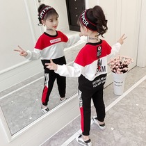 Girls sports set Western style autumn 2021 new spring long sleeve casual two-piece set of childrens tide clothes