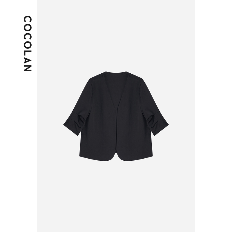 Cocolan【Yao Si】Mulberry Silk Summer Thin Blazer Short Three-Quarter Sleeve Jacket for Women Q63Wt2301 Cocolan【Yao Si】Mulberry Silk Summer Thin Blazer Short Three-Quarter Sleeve Jacket for Women Q63Wt2301