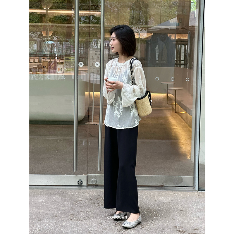 Cocolan【Acetate Series-Pants】2026 Summer Thin Acetate Straight-Leg Nine-Point Pants Women's Wide-Leg Casual Pants Cocolan【Acetate Series-Pants】2026 Summer Thin Acetate Straight-Leg Nine-Point Pants Women's Wide-Leg Casual Pants