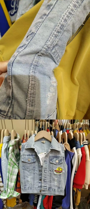 Áo khoác denim trẻ em Hàn Quốc áo khoác mùa xuân và mùa thu áo khoác vest nam và nữ vest hoạt hình dễ thương quần áo trẻ em phương tây mới - Áo ghi lê