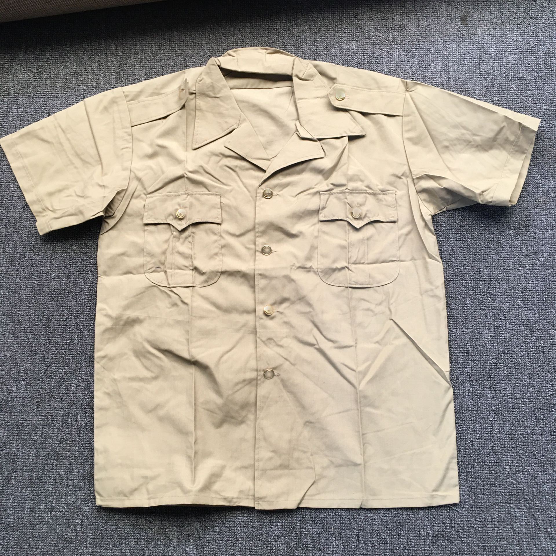 Vintage 89-style native cloth shirt light yellow shirt old style collection short sleeves