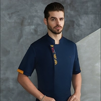 Синий, шелковый, стиль, короткий рукав