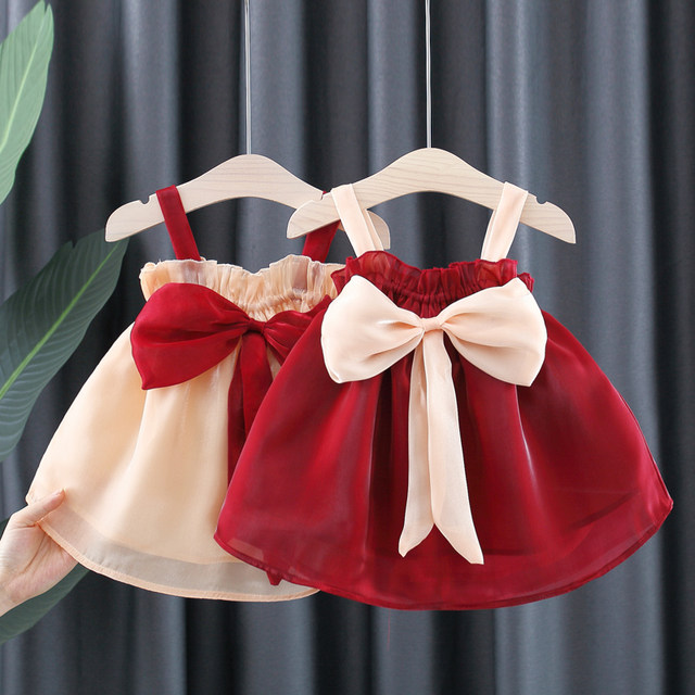 Muyun Sha girl's dress 2022 summer dress new baby one-year-old dress Western style children's suspender princess skirt