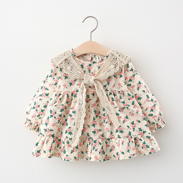 Girls' Western style dress 2022 spring and autumn new baby floral princess skirt 1-2 years old 3 little girl spring clothes