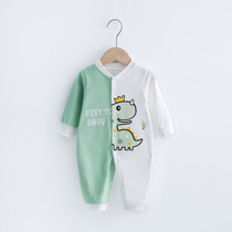 Newborn baby male and female baby tide single tooth Mandarin duck pants jumpsuit crawling suit 0-12 months spring and autumn long sleeve climbing suit